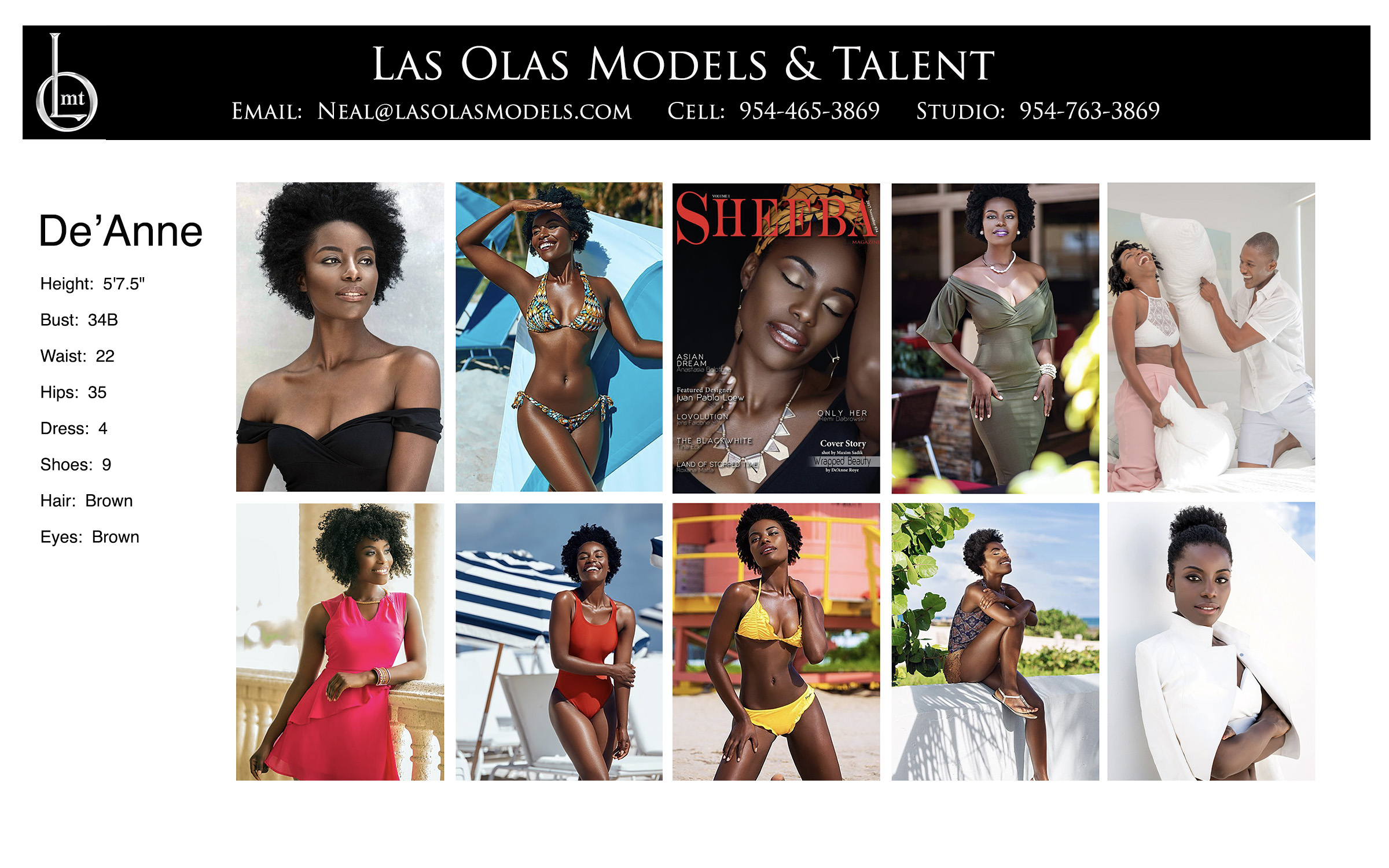 Models Fort Lauderdale Miami South Florida - Print Video Commercial Catalog - Las Olas Models & Talent - De'Anne Comp