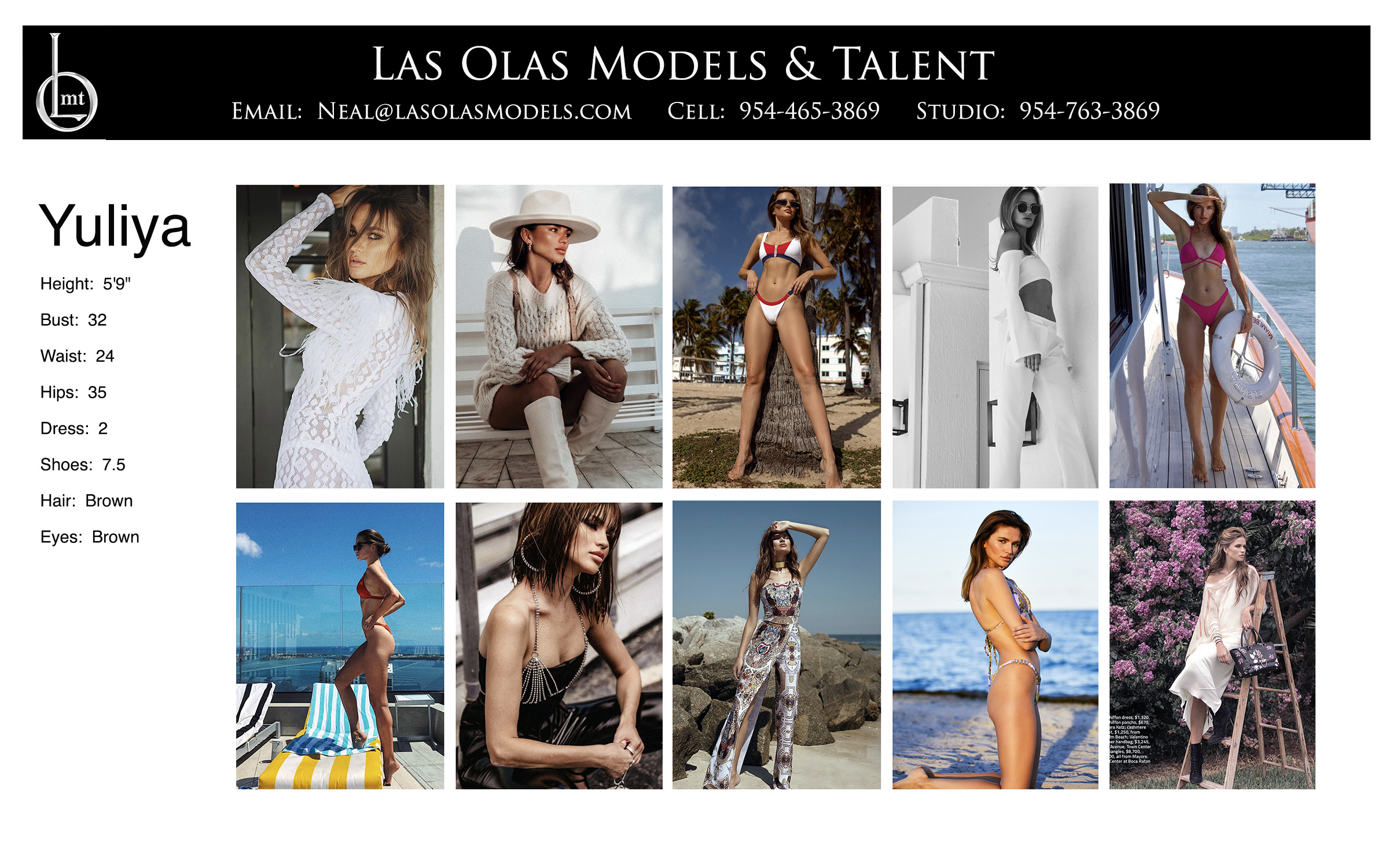 Models Female Fort Lauderdale Miami South Florida Las Olas Models & Talent, Inc. Yuliya Comp